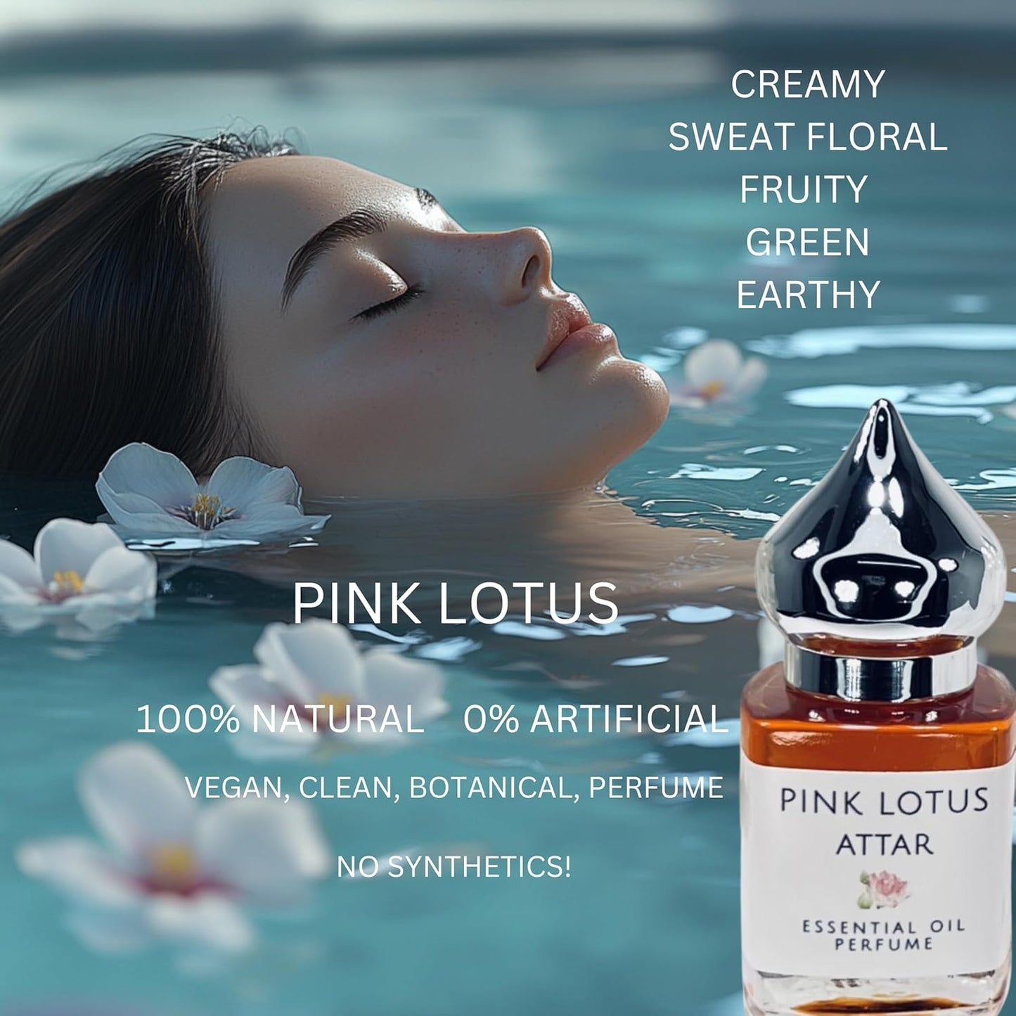 The Parfumerie Pink Lotus Attar ~8 ml~ Absolute ALL NATURAL CLEAN Essential Oil Perfum~Vegan~Alcohol Free~ Phthalate free~ Gluten Free~ Paraffin Free