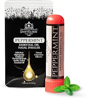 Peppermint Oil Aromatherapy Nasal Stick Vapor Inhaler for Migraine Relief - Nausea & Motion Sickness, USA Made with Organic Essential Oils, Tension Headache