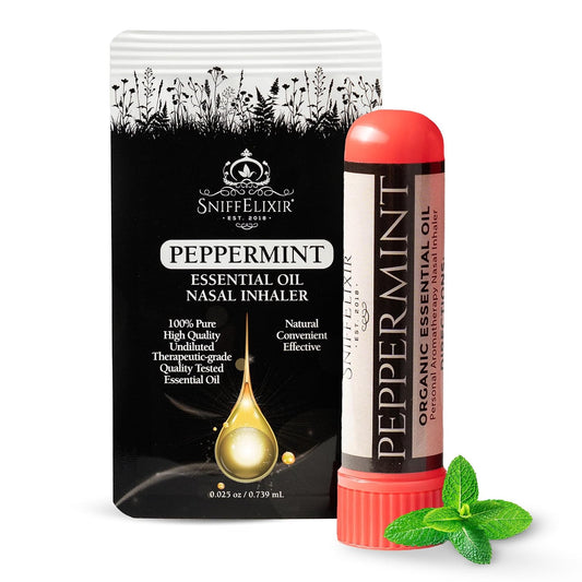 Peppermint Oil Aromatherapy Nasal Stick Vapor Inhaler for Migraine Relief - Nausea & Motion Sickness
