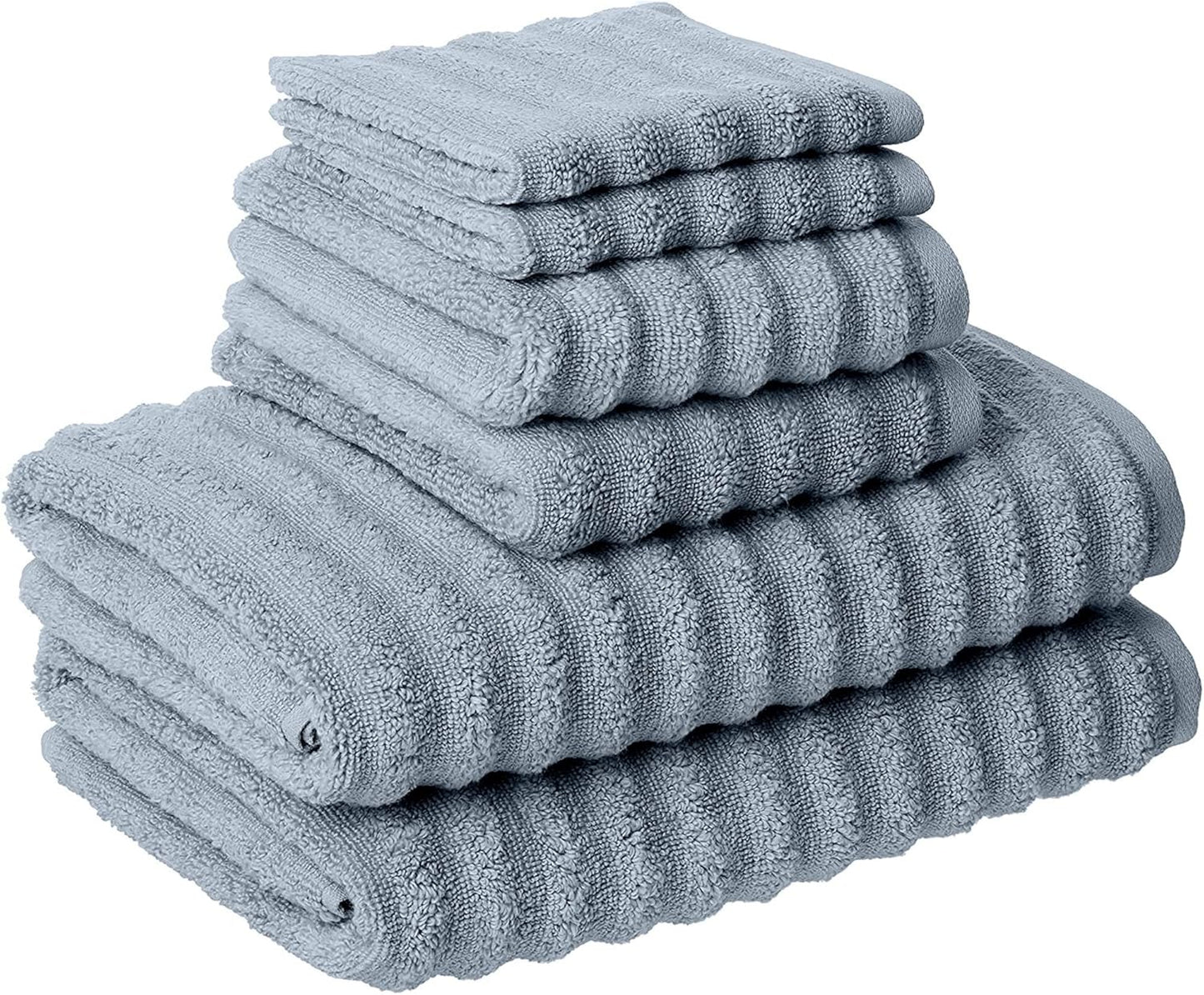 Luxury Spa Collection | 6-Piece Ultra Soft Quick-Dry 550GSM 100% Combed Cotton Wavy Towel Set by Amrapur Overseas [Spa Blue]