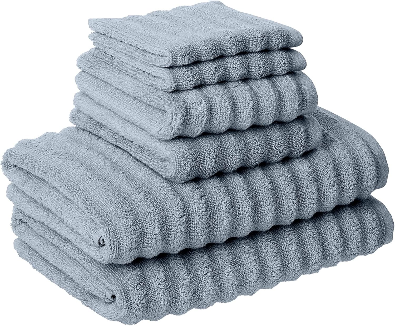 Luxury Spa Collection | 6-Piece Ultra Soft Quick-Dry 550GSM 100% Combed Cotton Wavy Towel Set by Amrapur Overseas [Spa Blue]