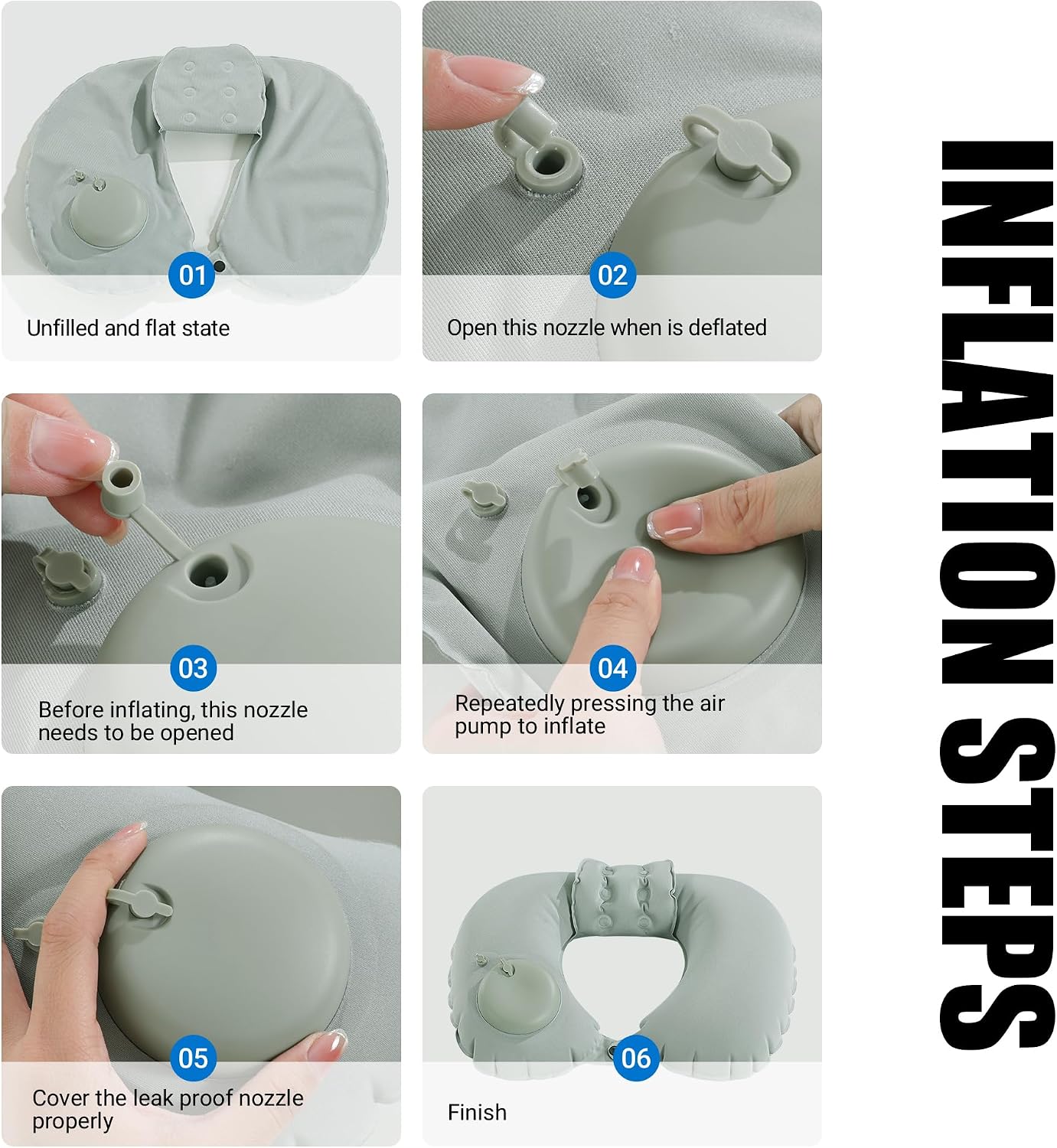 MABOZOO U-Shaped Hot Bathtub Pillow,Inflatable Spa Pillows for Hot Tub with Adjustable Button for Shower, Neck Support Headrest & Leg Pillow for Relaxation Spa Soak in Bathtub