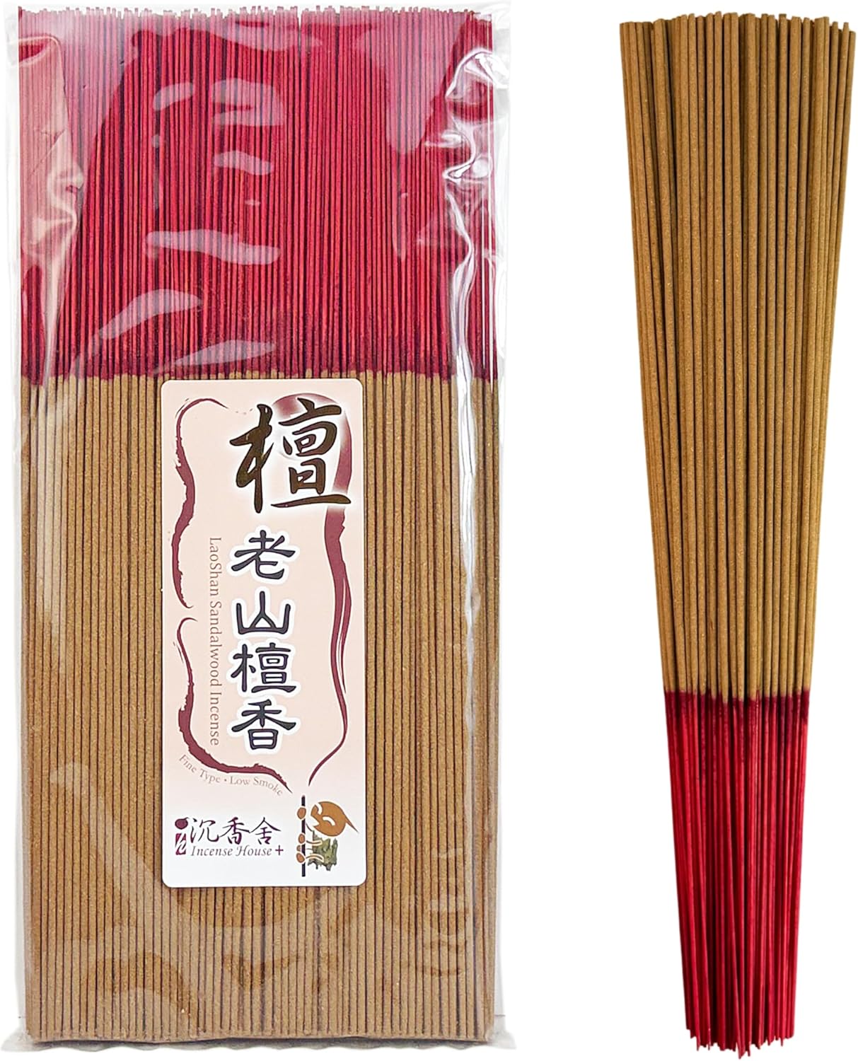 I H INCENSE HOUSE+ – Laoshan Sandalwood Incense Sticks 30cm, 300g (Approx. 400–420 Slim & Low Smoke Fine Joss Sticks) – Traditional Taiwanese Bamboo-Core Incense (1)