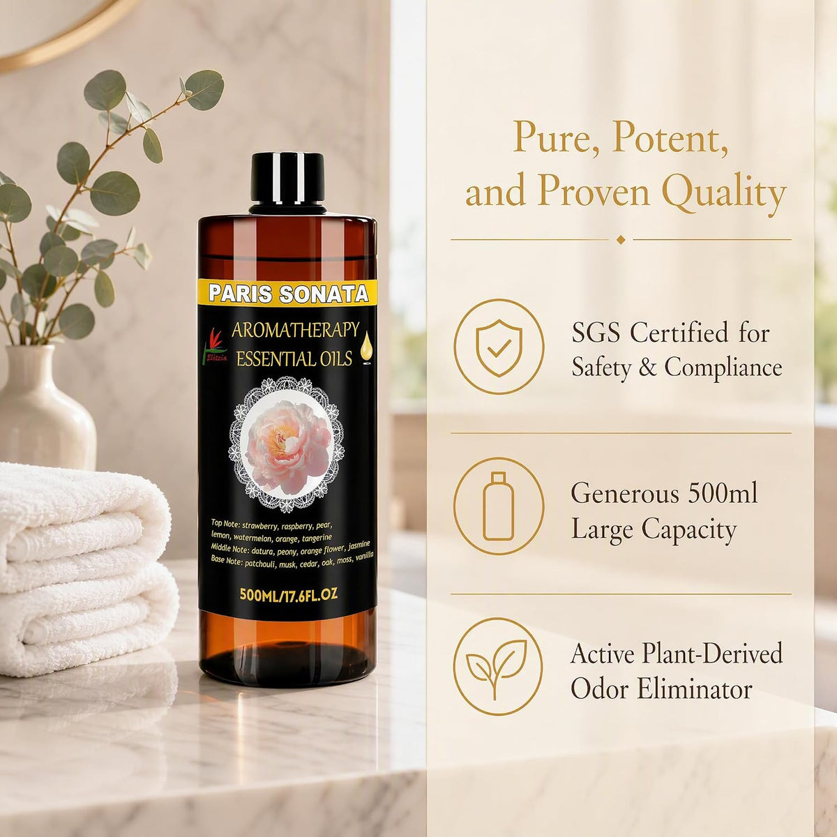 Elitzia Paris Sonata Essential Oil Refill for Ultrasonic Diffuser 17.6fl.oz
