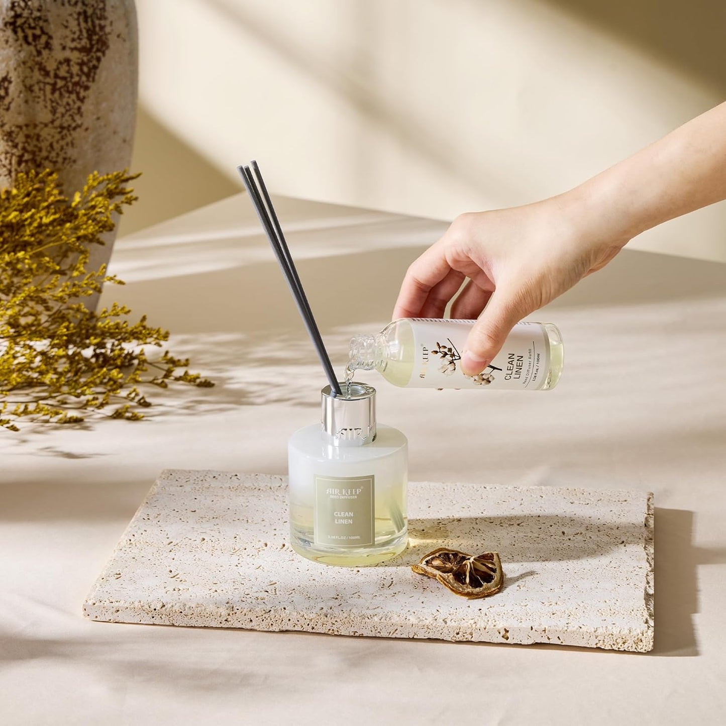 Airkeep Reed Diffuser Oil Refill/Lavender Thyme/3.38oz（100ml/1 Pack/Scented Oil Refill for Reed Diffuser Home Fragrance for Bedroom, Bathroom Office Home Decor