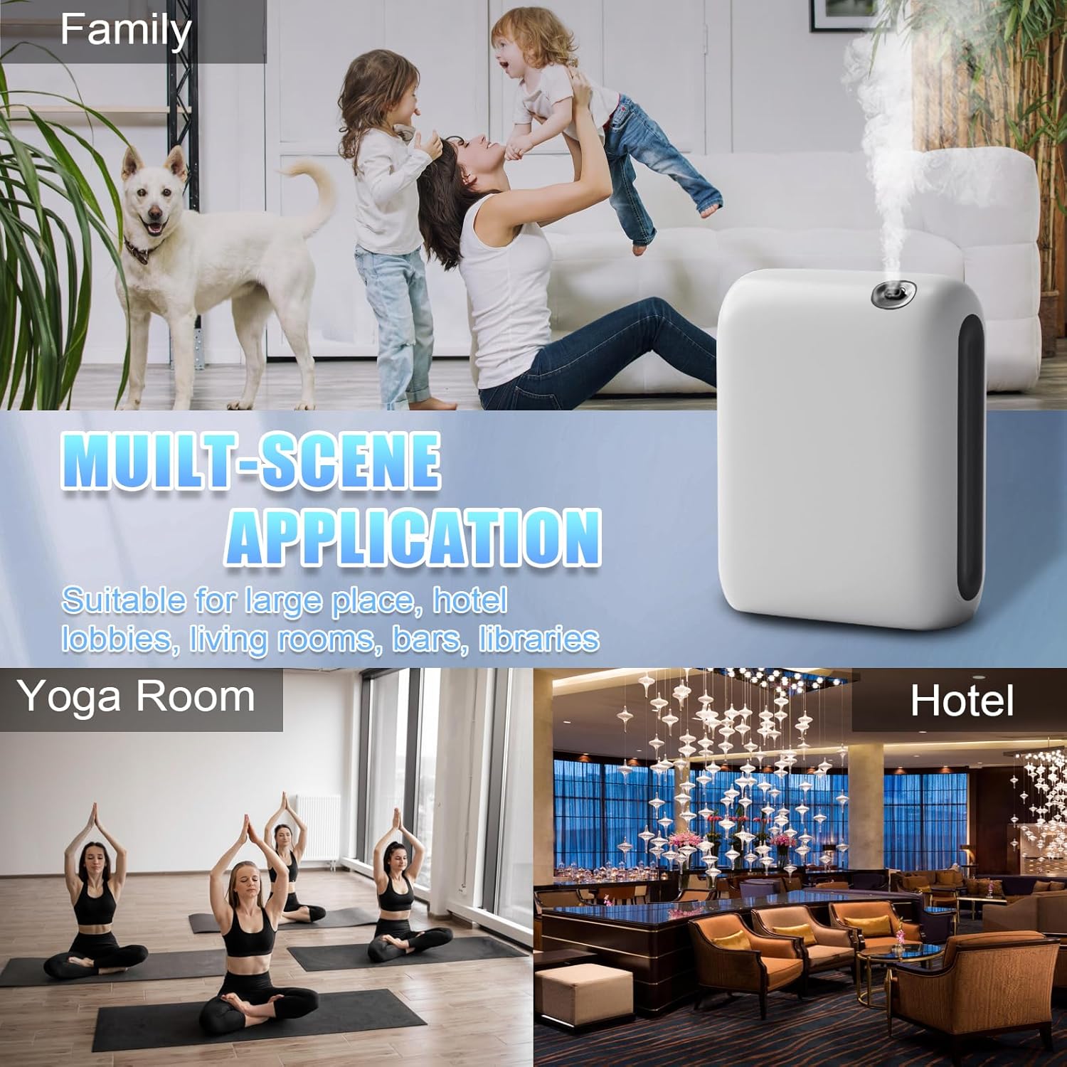 Waterless Diffuser for Home, Scent Air Machine for Home with Bluetooth-Connected 200ML, Whole House Air Freshener,App Control Hotel Collection Diffuser for Large Room, Office, Yoga Room, Livingroom