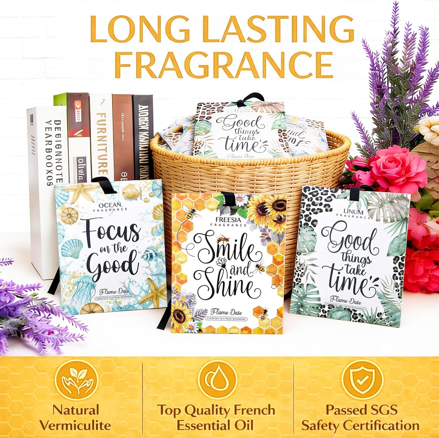6 Pack Inspirational Scented Sachets | Motivational Birthday Gift Ideas for Her Women Friend Bestie Sister Coworker Teacher | Self Care Positive Presents for Confidence & Daily Encouragement(3 Scents)