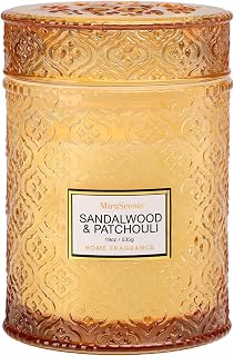 Sandalwood & Patchouli Candle, Luxury Decorative Glass Candle 19oz, Soy Wax Scented Gift for Women, Elegant Home Fragrance