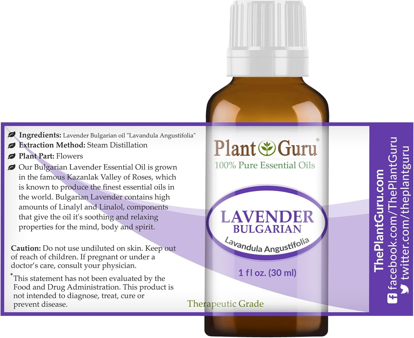 Lavender Essential Oil 30 ml / 1 oz (Bulgarian) 100% Pure Natural Undiluted Therapeutic Grade for Skin, Body and Hair Growth, Aromatherapy Diffuser, Great for Relaxation and Calming.