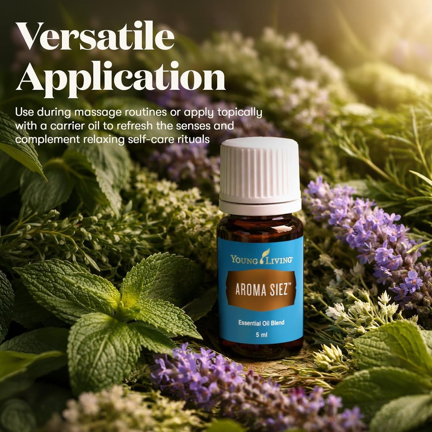 Young Living Aroma Siez Essential Oil Blend | 5 ml | Soothing, Refreshing, Relaxing Aroma | Ideal for Massage & Topical Use | Lavender, Peppermint & Basil Blend | Premium Essential Oils