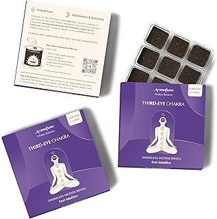 Third Eye Chakra Incense Brick Refill by Aromafume | 3 Trays x 9 Bricks | Ajna | Smokeless Incense Set for Chakra Balance | Rose & Juniper Extracts | Yoga & Meditation Gifts | Non-Toxic
