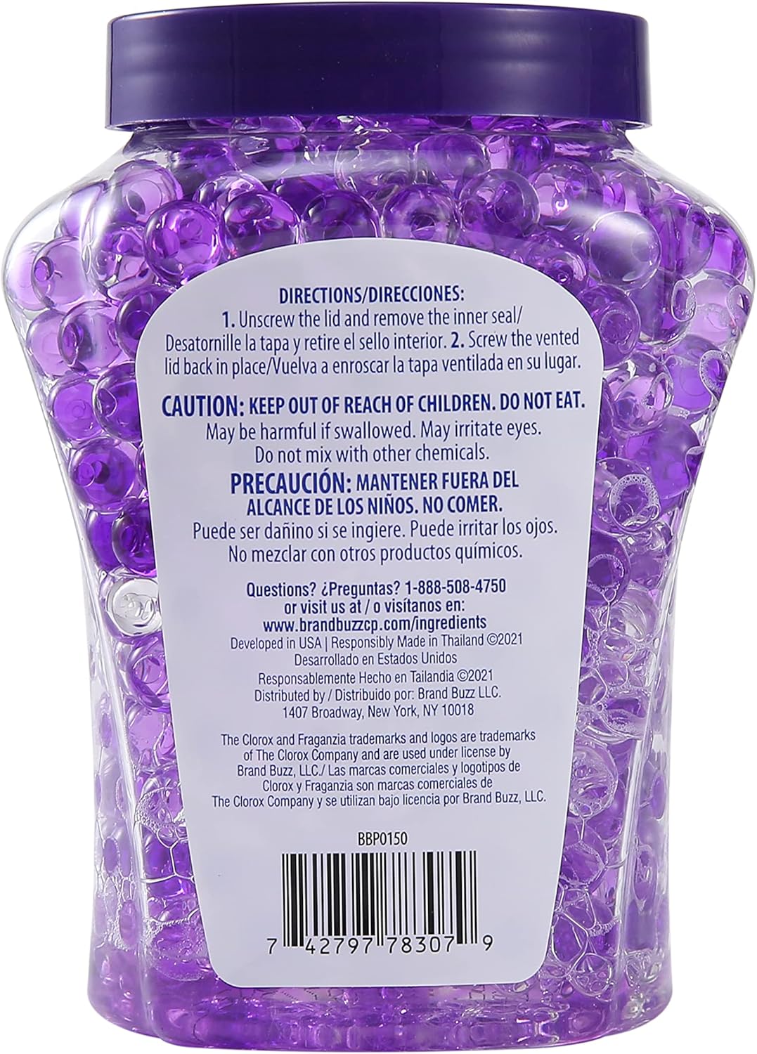 Clorox Fraganzia Crystal Beads Air Freshener, Long Lasting Room Deodorizer and Odor Eliminator Gel Beads to Freshen Home, Car, or Office, Lavender with Eucalyptus Scent, 12 Fl Oz