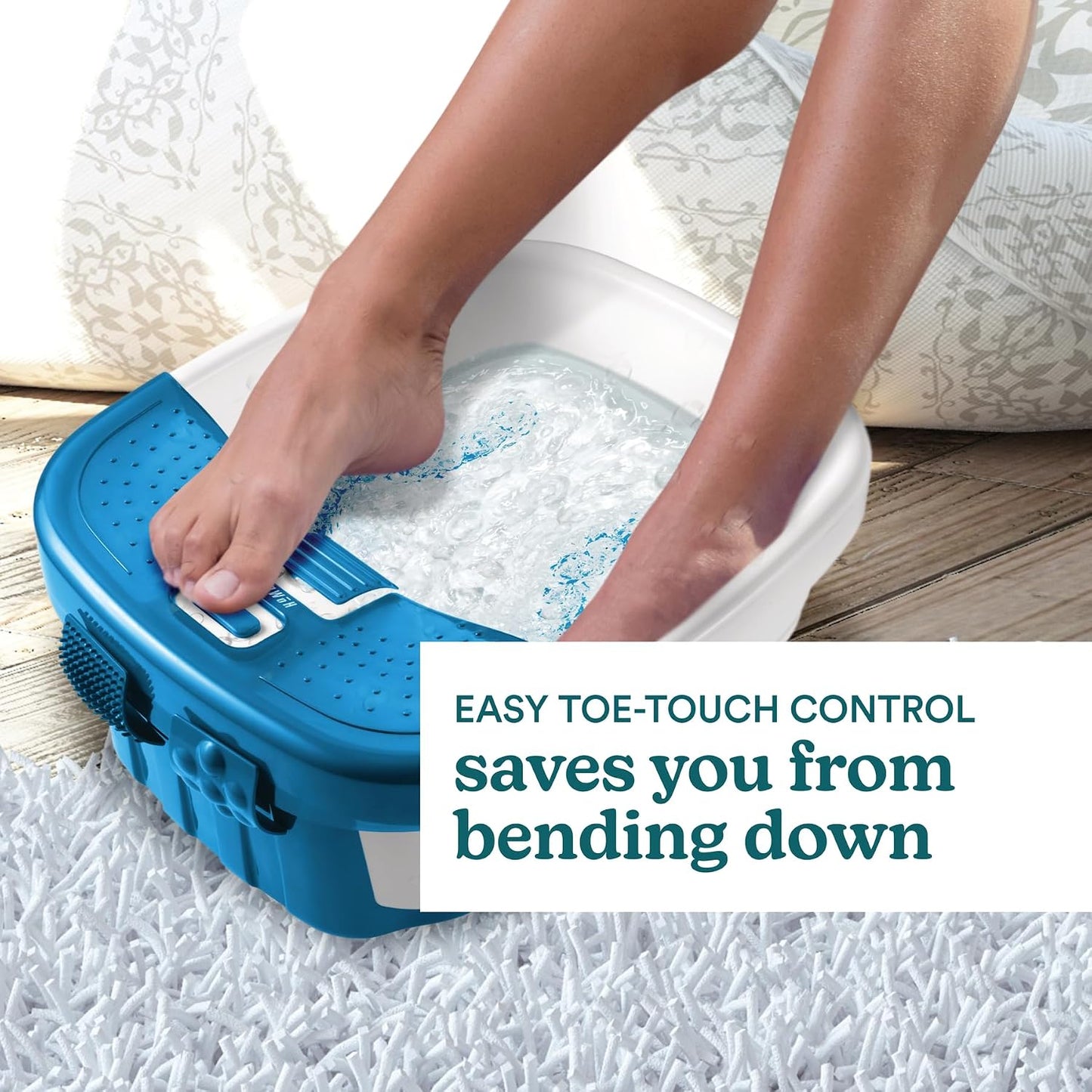 HoMedics Bubble Bliss Deluxe Foot Spa with Heat Massaging Arch, 3 Acupressure Attachments, Splash Guard, Raised Nodes Creates Bubbles, Improves Circulation, Soothe Tired Muscles