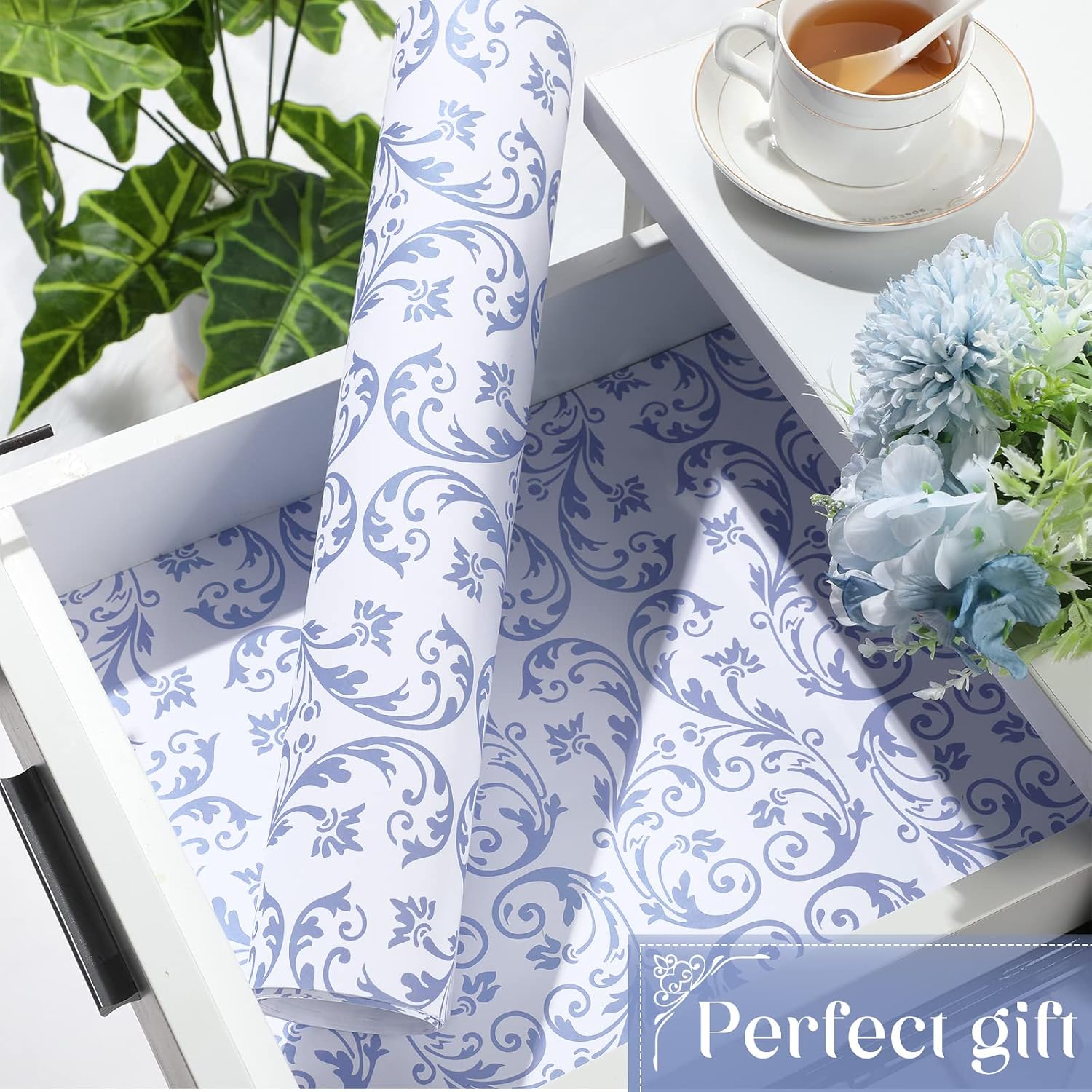 Geelin 24 Sheets Scented Drawer Liners for Dresser Non Adhesive Drawer Paper Sheets Fragrant Paper Liner for Shelf Closet Dresser Home Bedroom(Modern Style)