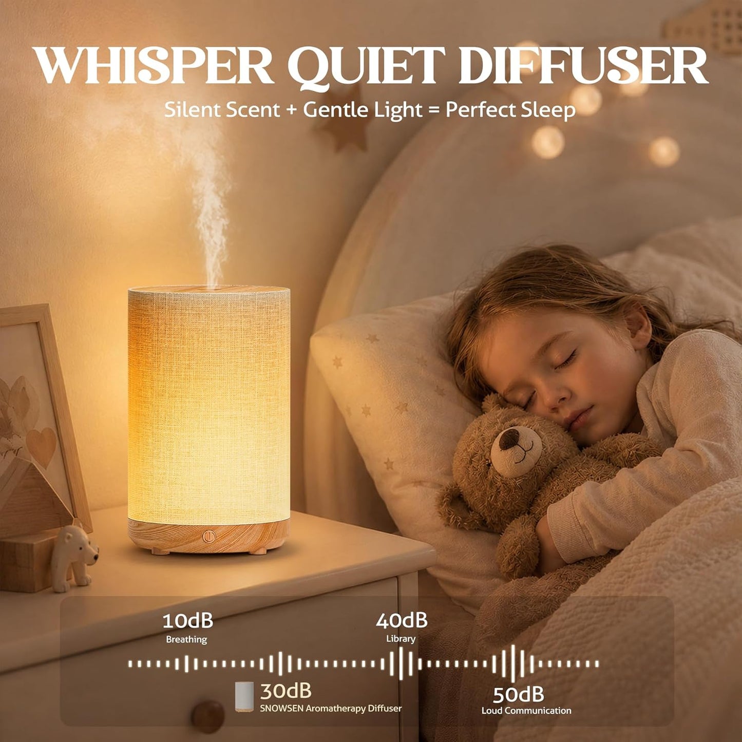 Essential Oil Diffuser with Fabric Cover, Small Portable Aroma Diffuser for Home 120ml, Ultrasonic Aromatherapy Oil Diffuser with 7 Colors LED, Auto Shut-Off Function, Mini Humidifier for Bedroom