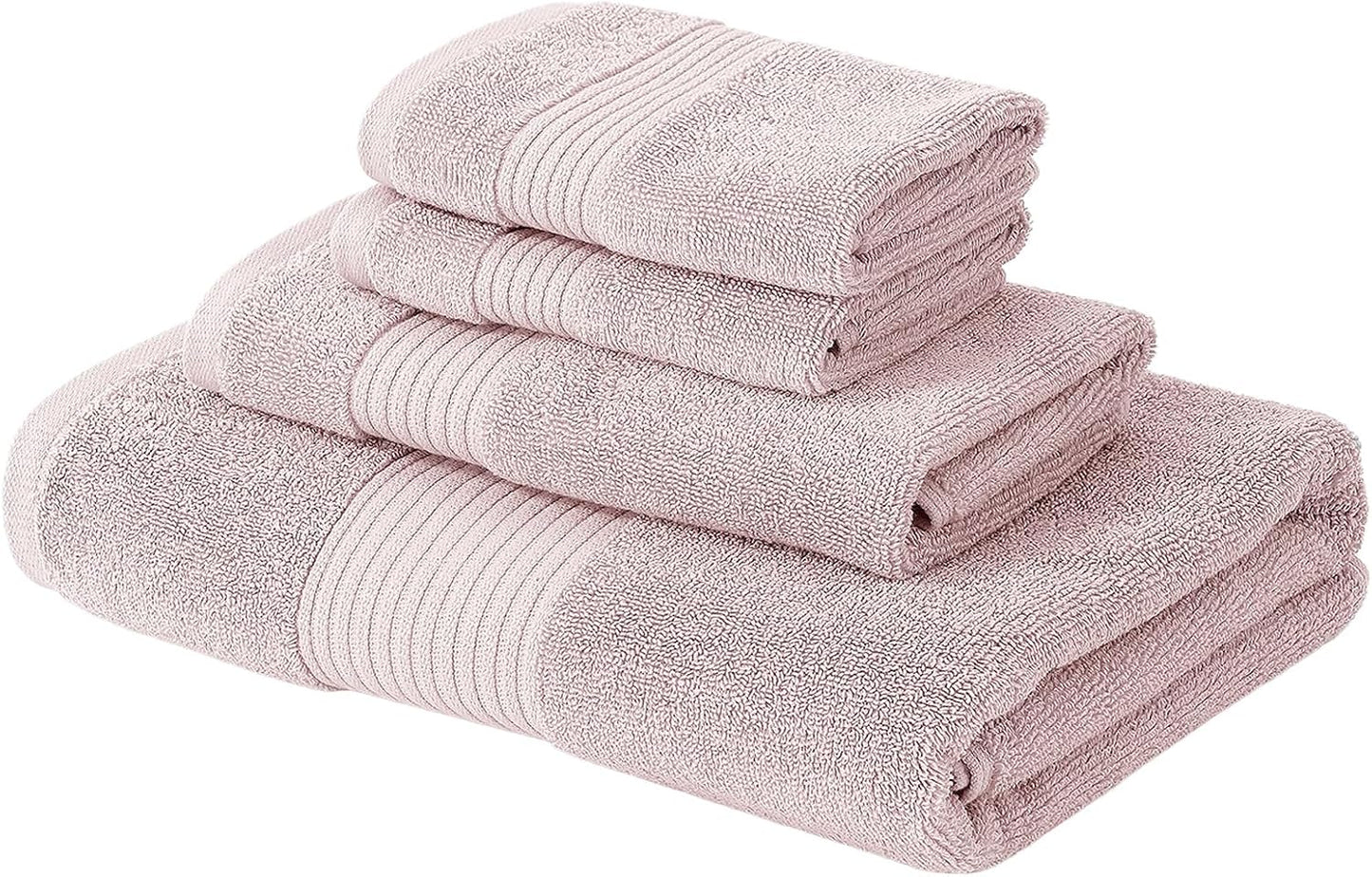 Modern Threads Astra 6-Piece 100% Cotton Towel Set – Jacquard Geometric Pattern – Includes 2 Bath Towels, 2 Hand Towels, 2 Washcloths – Absorbent, Quick Dry, Soft & Durable – Blush Pink