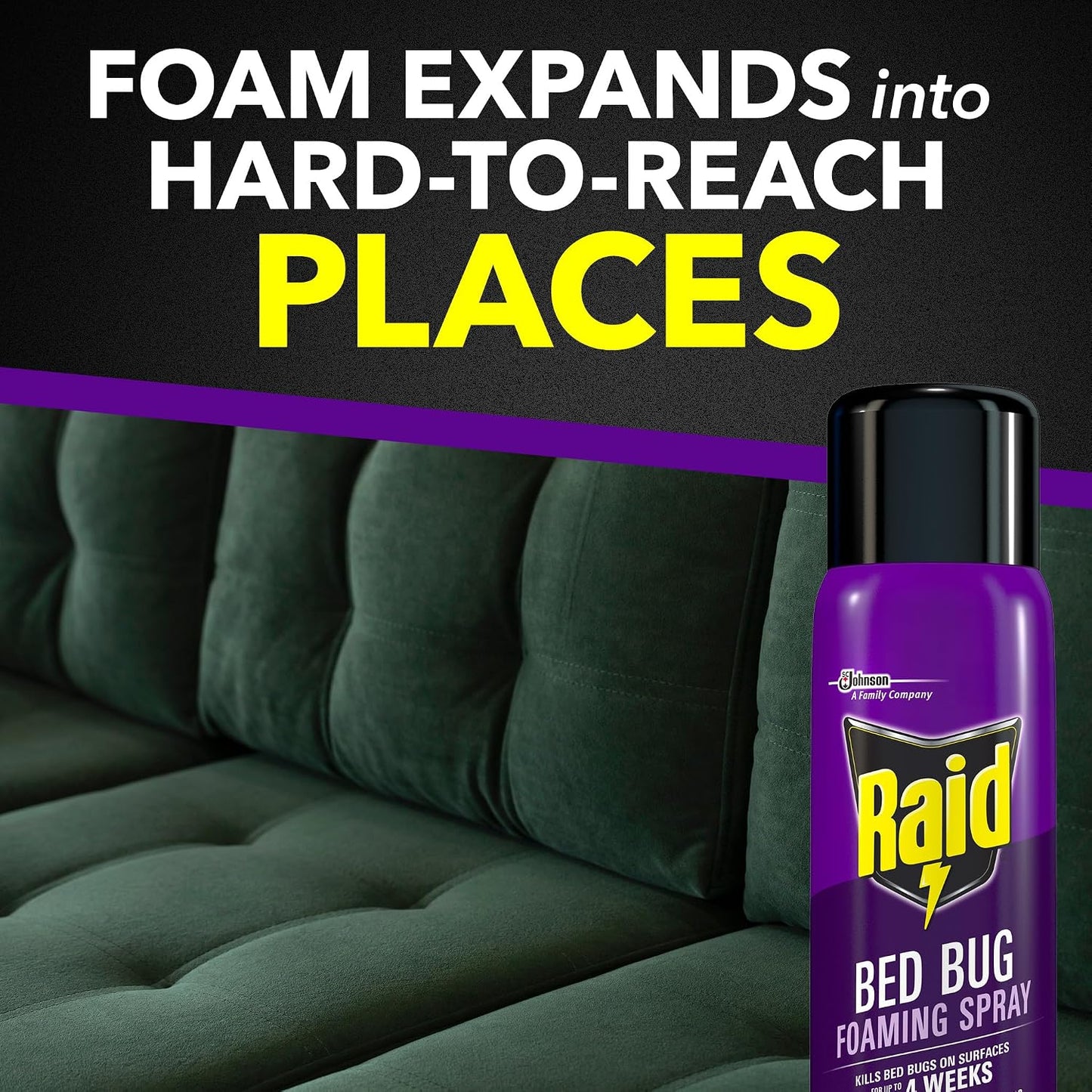 Raid Bed Bug Foaming Spray, Indoor Insecticide Kills Bed Bugs & Eggs, 16.5 oz