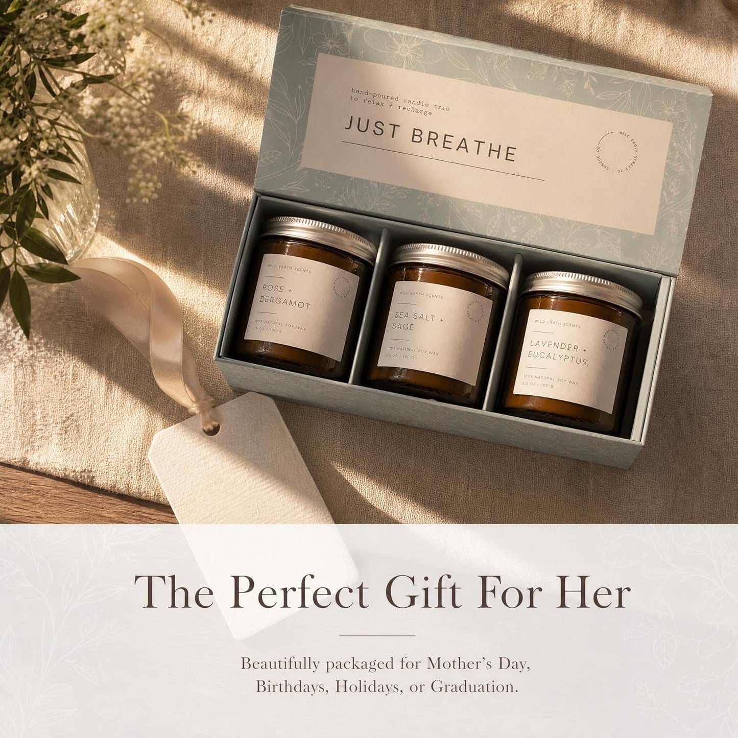 Unboxme Scented Candles Gift Set for Women, 3 Pack Aromatherapy Soy Wax Candles, Hand Poured with Essential Oils for Stress Relief