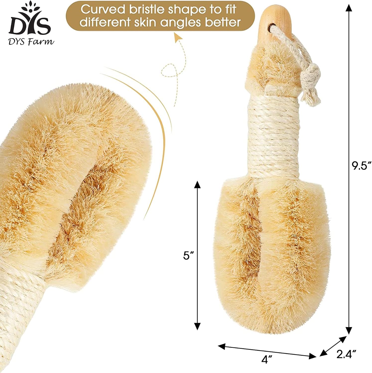 Dry Brushing Body Brush - Dry Skin Brushes Vegan Natural Sisal Bristles for Lymphatic Drainage and Cellulite, Exfoliating Body Scrubber for Bath Shower Massage, Blood Circulation Improvement