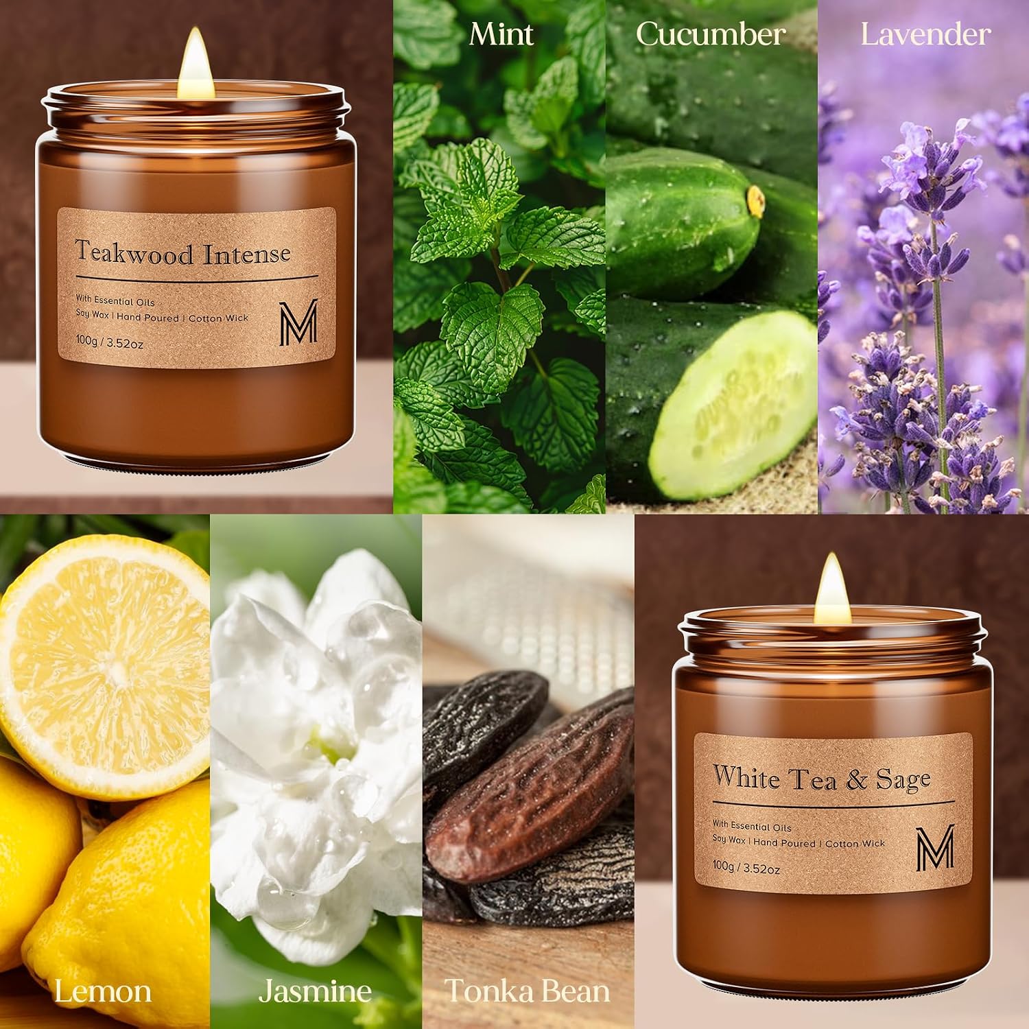 M&SENSE 4 Pack Candle Gift Set, Aromatherapy Scented Candle for Home Fragrance, Natural Soy Wax Candles for Stress Relief, Yoga, Long Lasting Small Jar Candle Gift Set for Birthday Housewarming