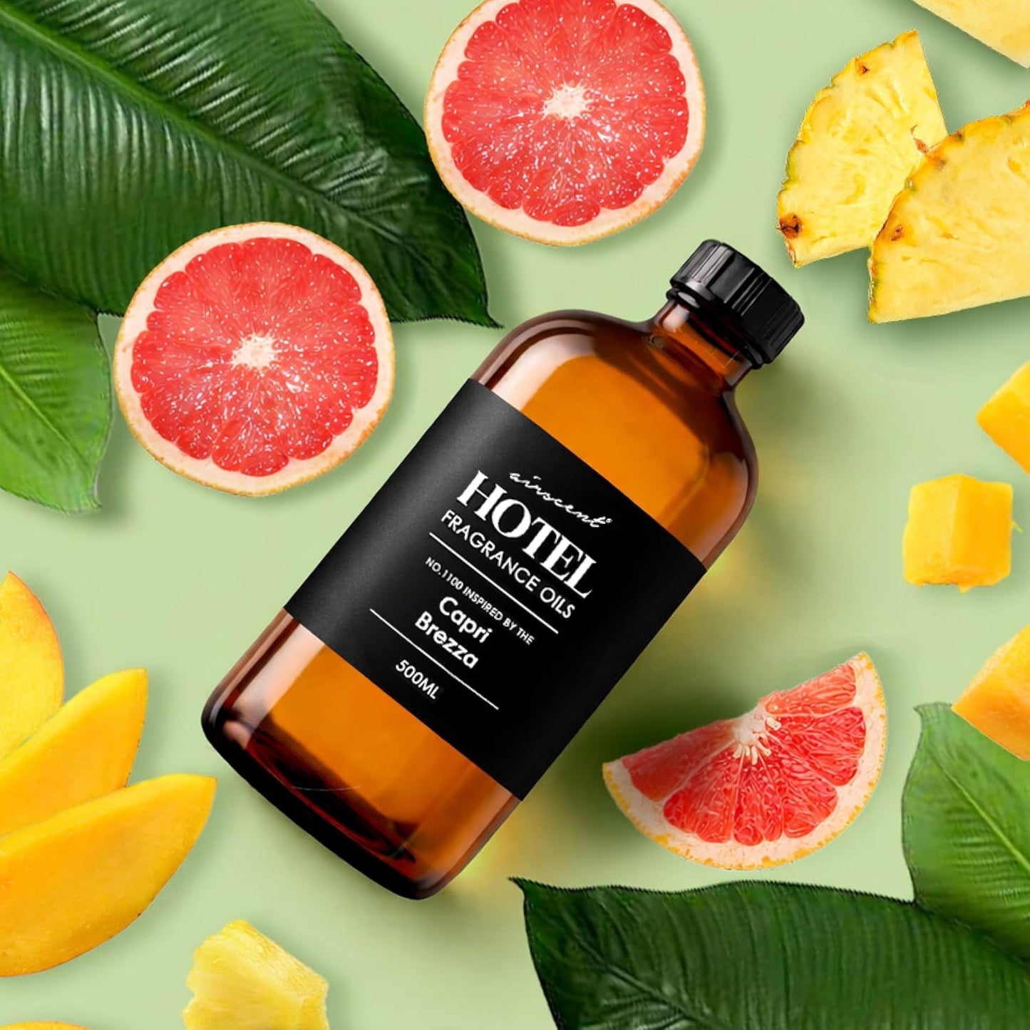 AirScent Capri Brezza Diffuser Oil No. 1100 - Grapefruit Pineapple Mango - Volcano-Inspired Fragrance Oil for Ultrasonic and Waterless Diffusers and Crafting - 10 mL, 0.34 fl oz Glass Bottle