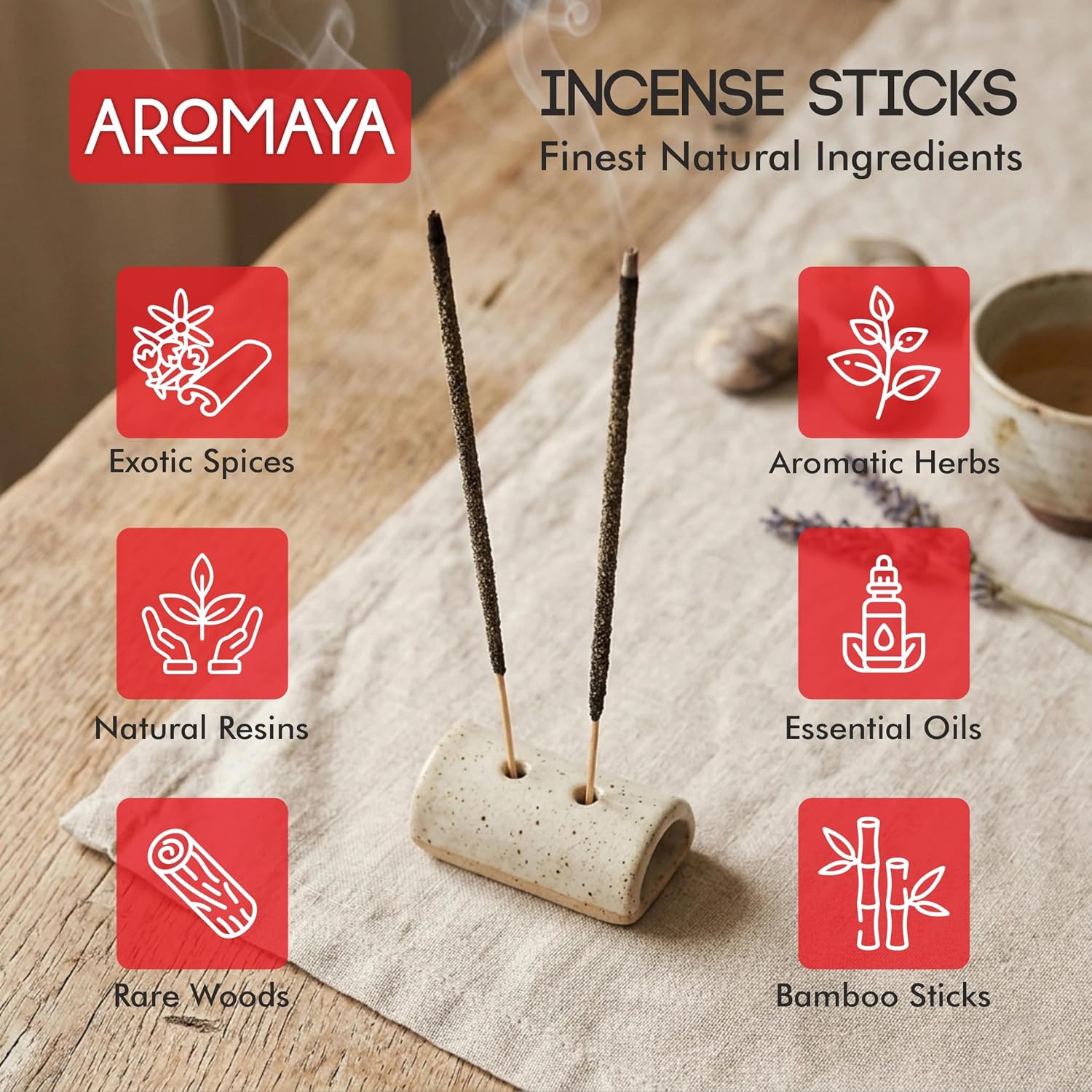 Masala Incense Sticks with Natural Wood Chips | Hand Rolled Bundle | 6-Box Gift Set with 90 Sticks | Aromatherapy for Home, Meditation & Yoga | Core Collection