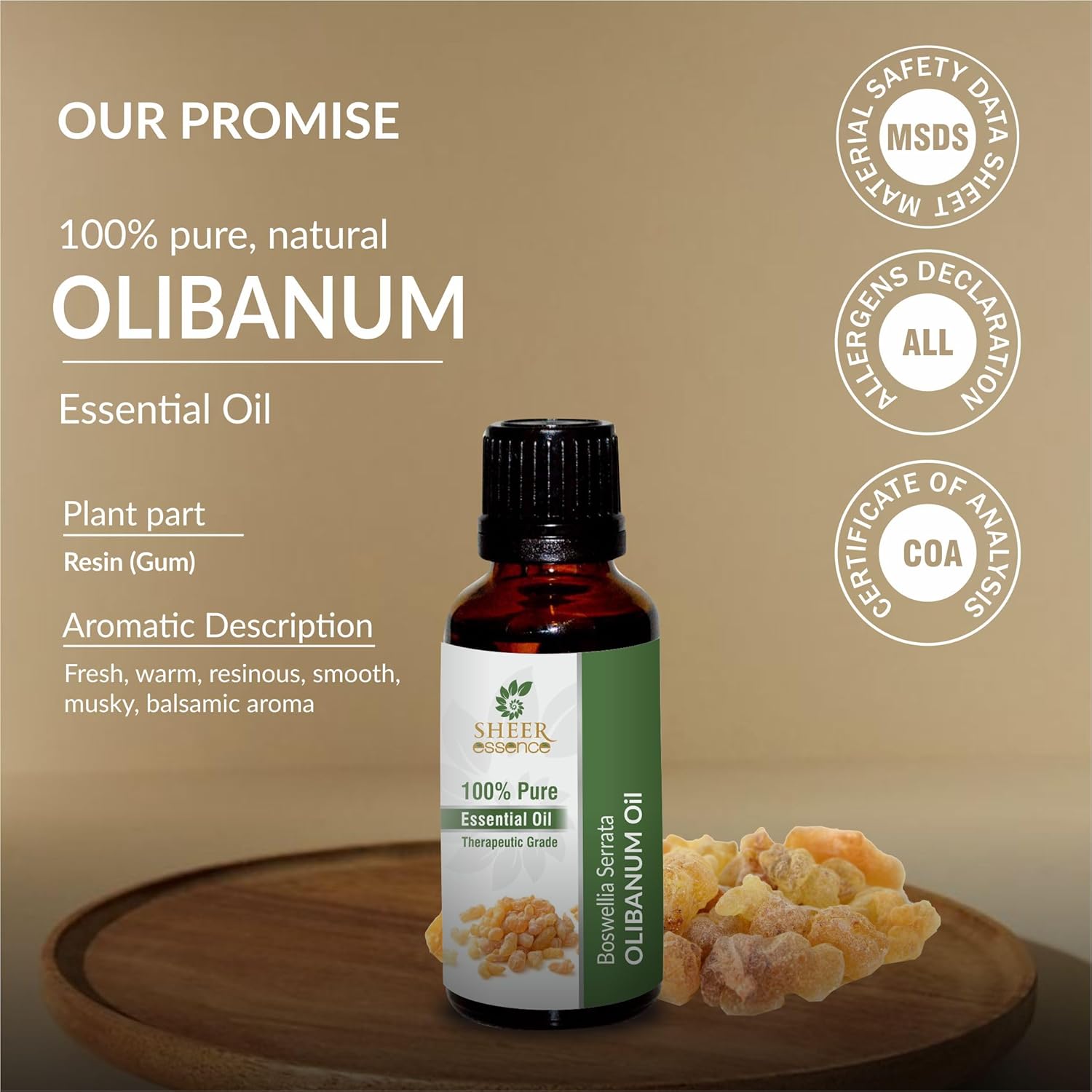 Olibanum Oil 5 ML (0.16 Fl.Oz) | 100% Pure Natural Undiluted Uncut Therapeutic Grade Boswellia Serrata Essential Oil