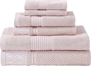 Modern Threads Astra 6-Piece 100% Cotton Towel Set – Jacquard Geometric Pattern – Includes 2 Bath Towels, 2 Hand Towels, 2 Washcloths – Absorbent, Quick Dry, Soft & Durable – Blush Pink