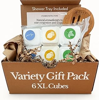 Bare Botanics Shower Steamers 6 XL Cubes w/ Tray - Intensely Aromatic with All Essential Oils & Natural Ingredients - 70% Bigger - Small-Batch Made in WI - Updated Gift Ready Packaging