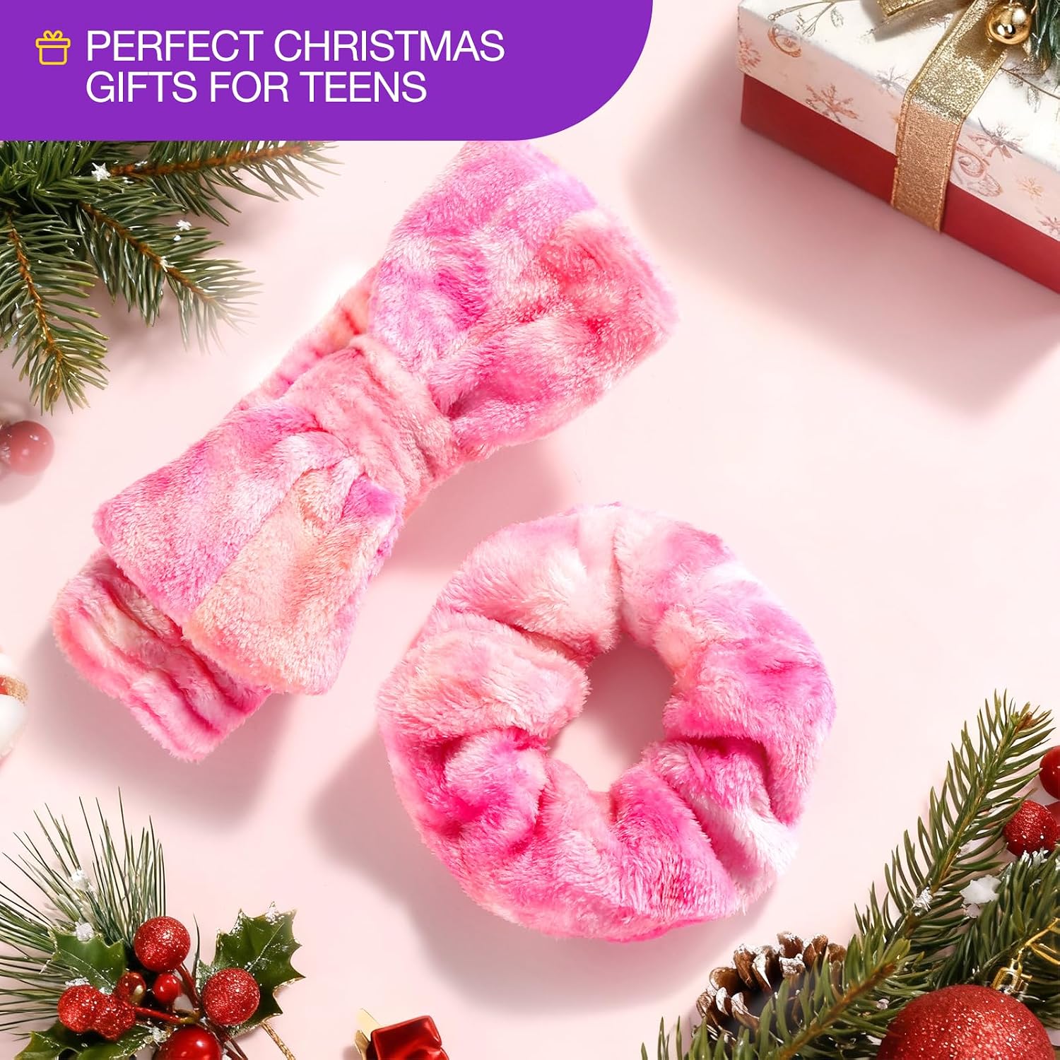 YGQQOY Stocking Stuffer for Teen Girls, Spa Headband With Hair Scrunchies for Skin Care, Headbands for Washing Face,Makeup Headband