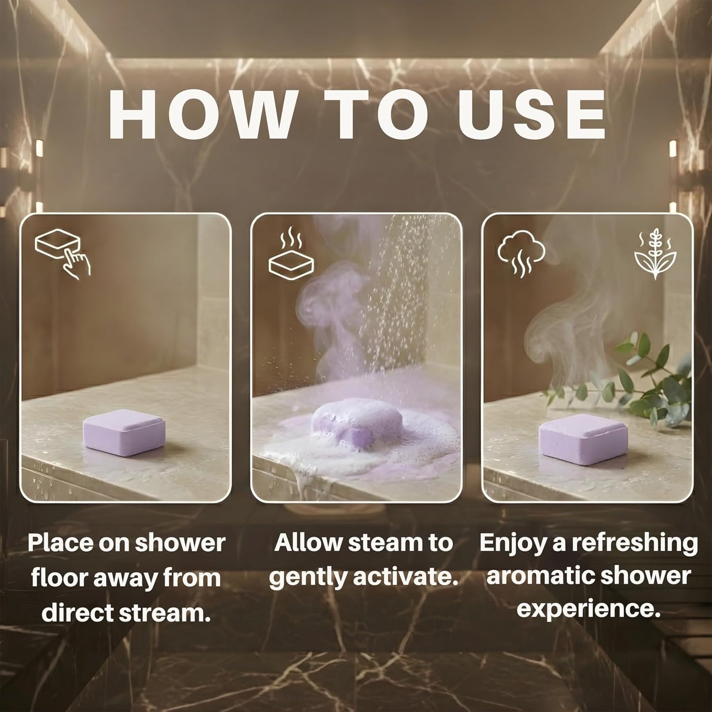 Lavender Shower Steamers Aromatherapy – 7 Long Lasting Essential Oil Shower Bombs – Large Spa Tablets for Relaxation & Bedtime Rituals – Made in USA, Self Care Gift for Men & Women