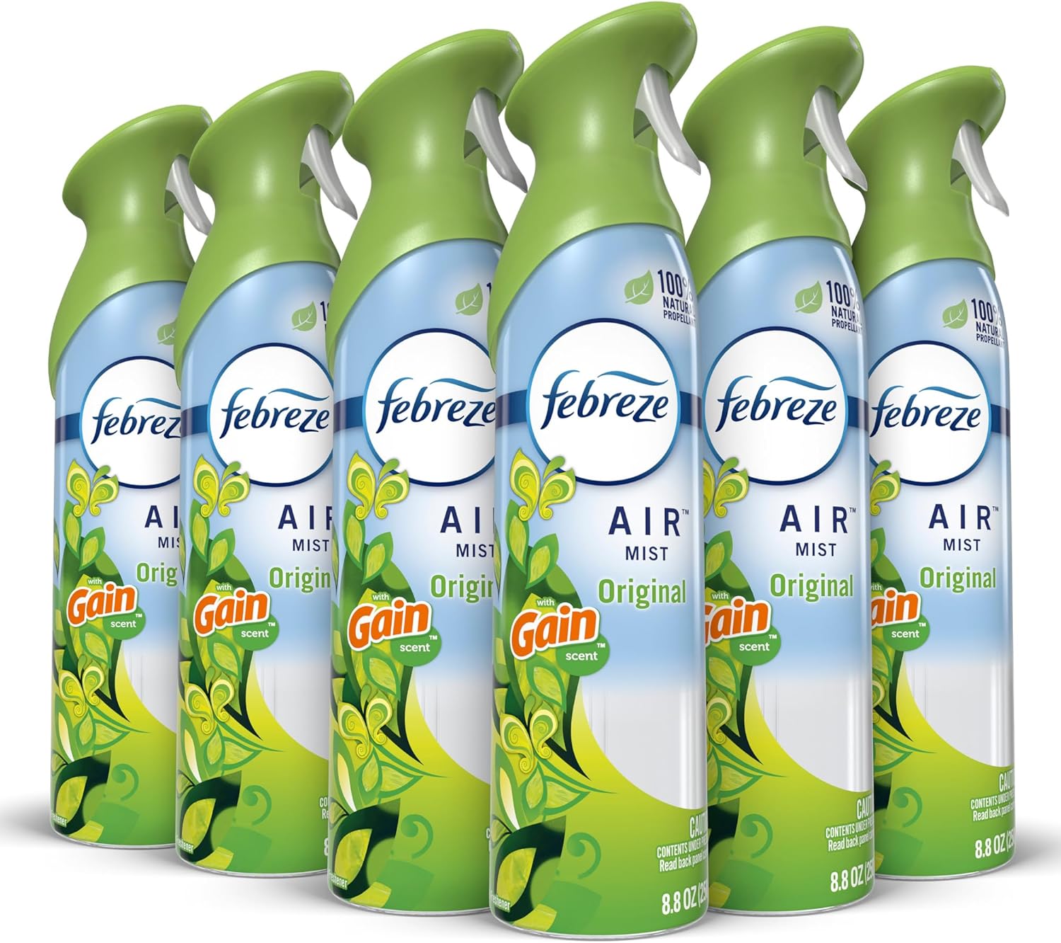 Febreze Air Mist Air Freshener Spray, Odor-Fighting Room Spray, Air Fresheners for Home and Bathroom and Kitchen, Aerosol Can, Gain Original Scent, 8.8oz, (Pack of 6)