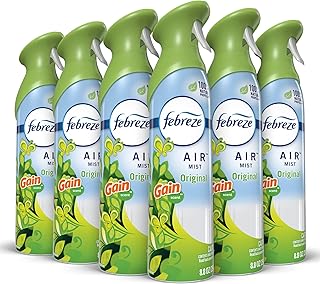 Febreze Air Mist Air Freshener Spray, Odor-Fighting Room Spray, Air Fresheners for Home and Bathroom and Kitchen, Aerosol Can, Gain Original Scent, 8.8oz, (Pack of 6)