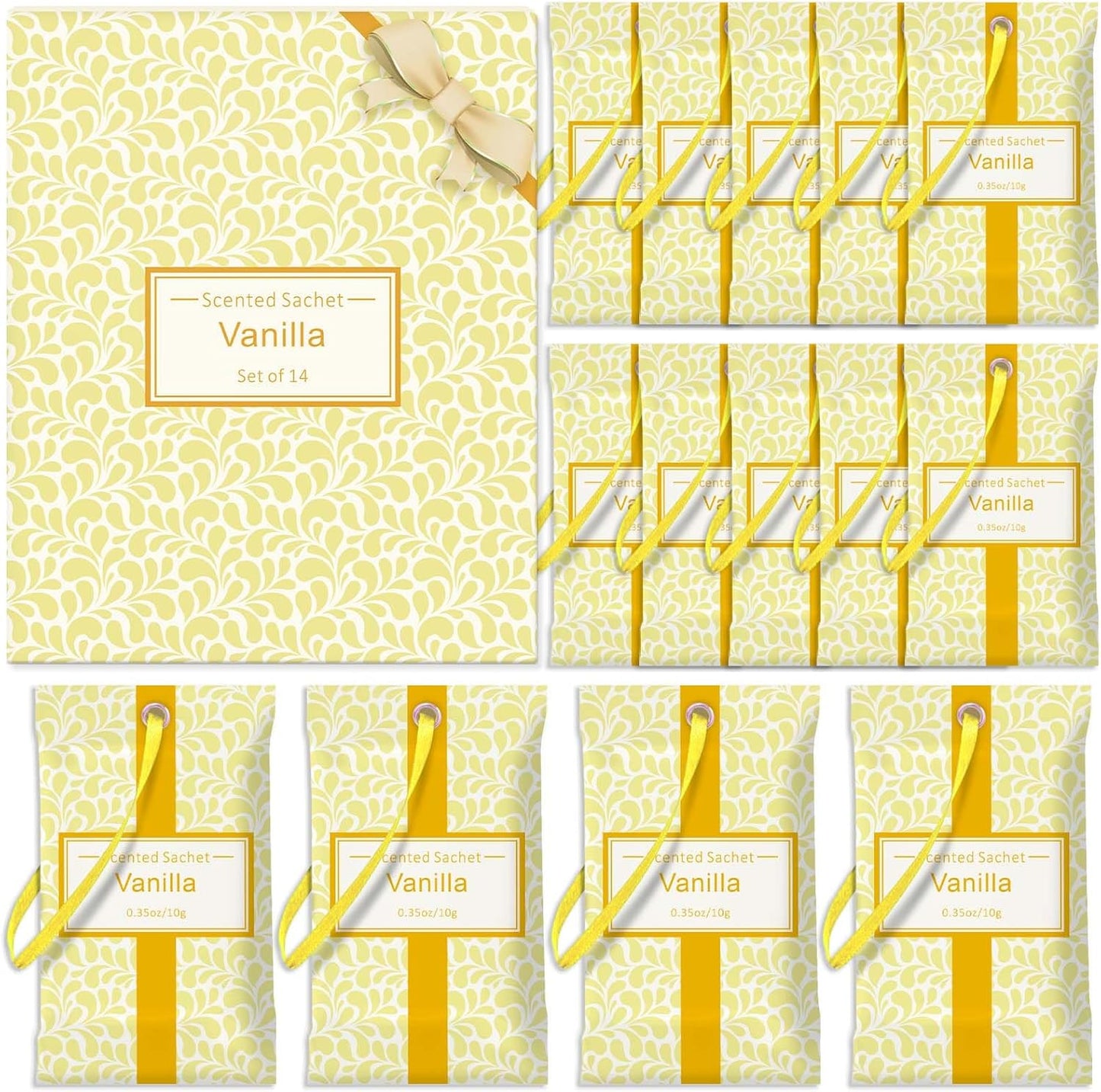 STRN Scented Sachets for Drawer and Closet, Vanilla Scented Long-Lasting Sachets, 14 Packs for Home Fragrance, Small Space Air Freshener for Wardrobes