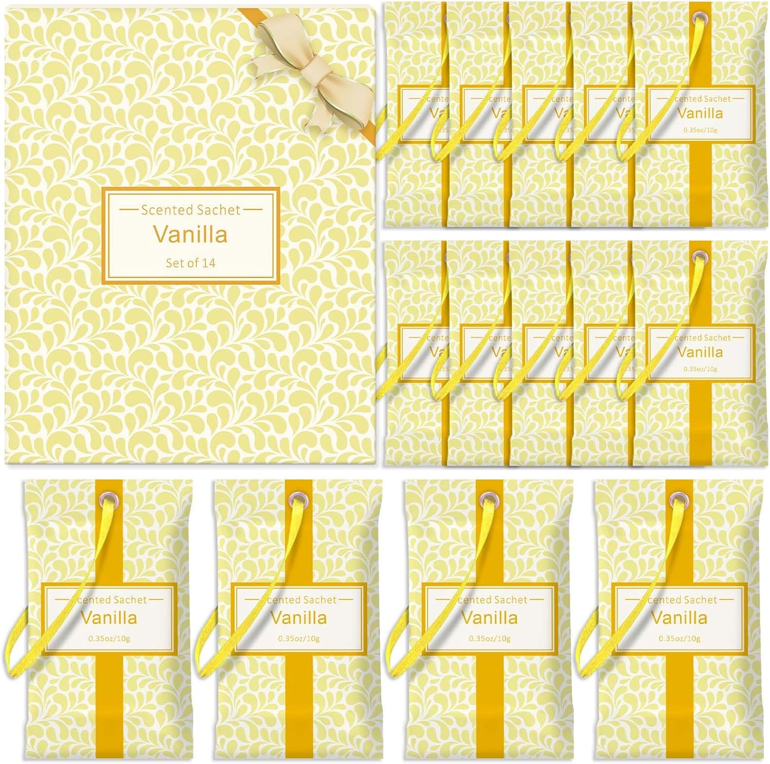 STRN Scented Sachets for Drawer and Closet, Vanilla Scented Long-Lasting Sachets, 14 Packs for Home Fragrance, Small Space Air Freshener for Wardrobes