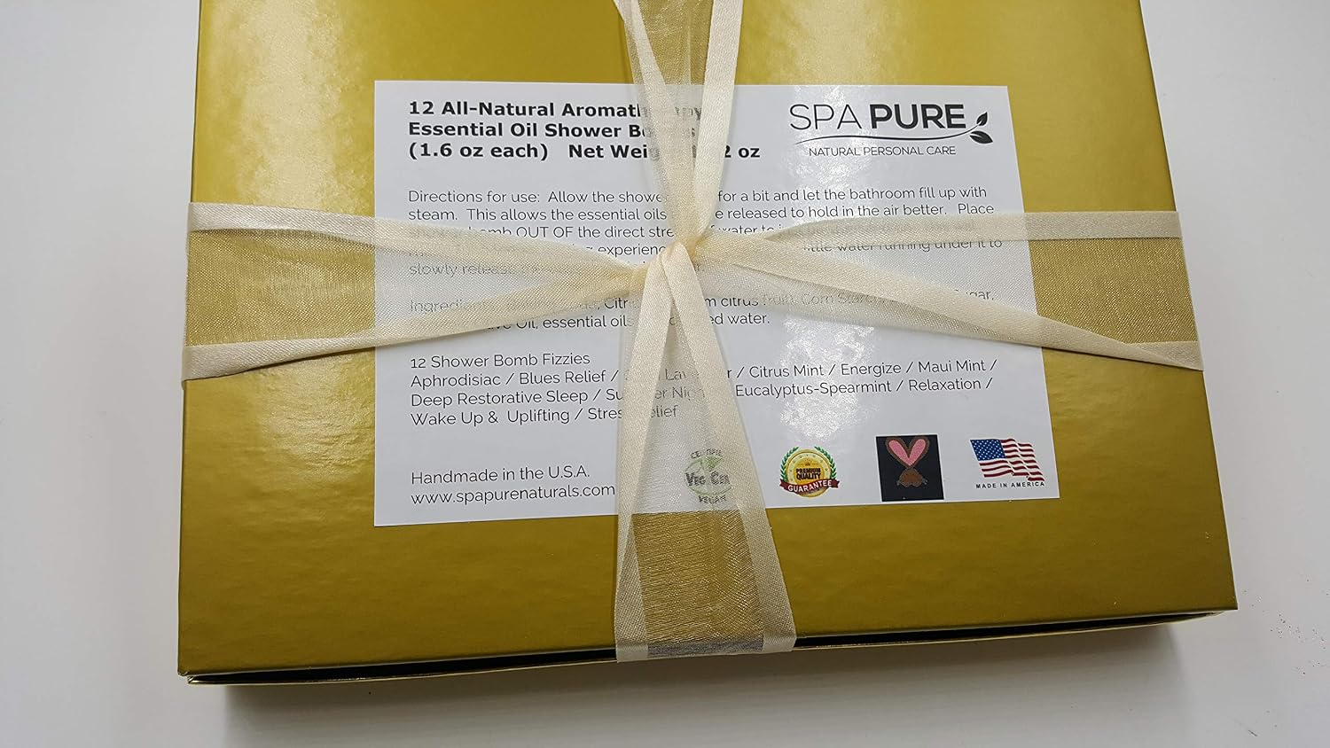 Spa Pure Aromatherapy Shower Bombs: Gold Box Rejuvenating Steamers Tablets, Bomb, Vaporizing Soothers Bath Melt for Women, Men, Organic (12 Count) Pack of 1