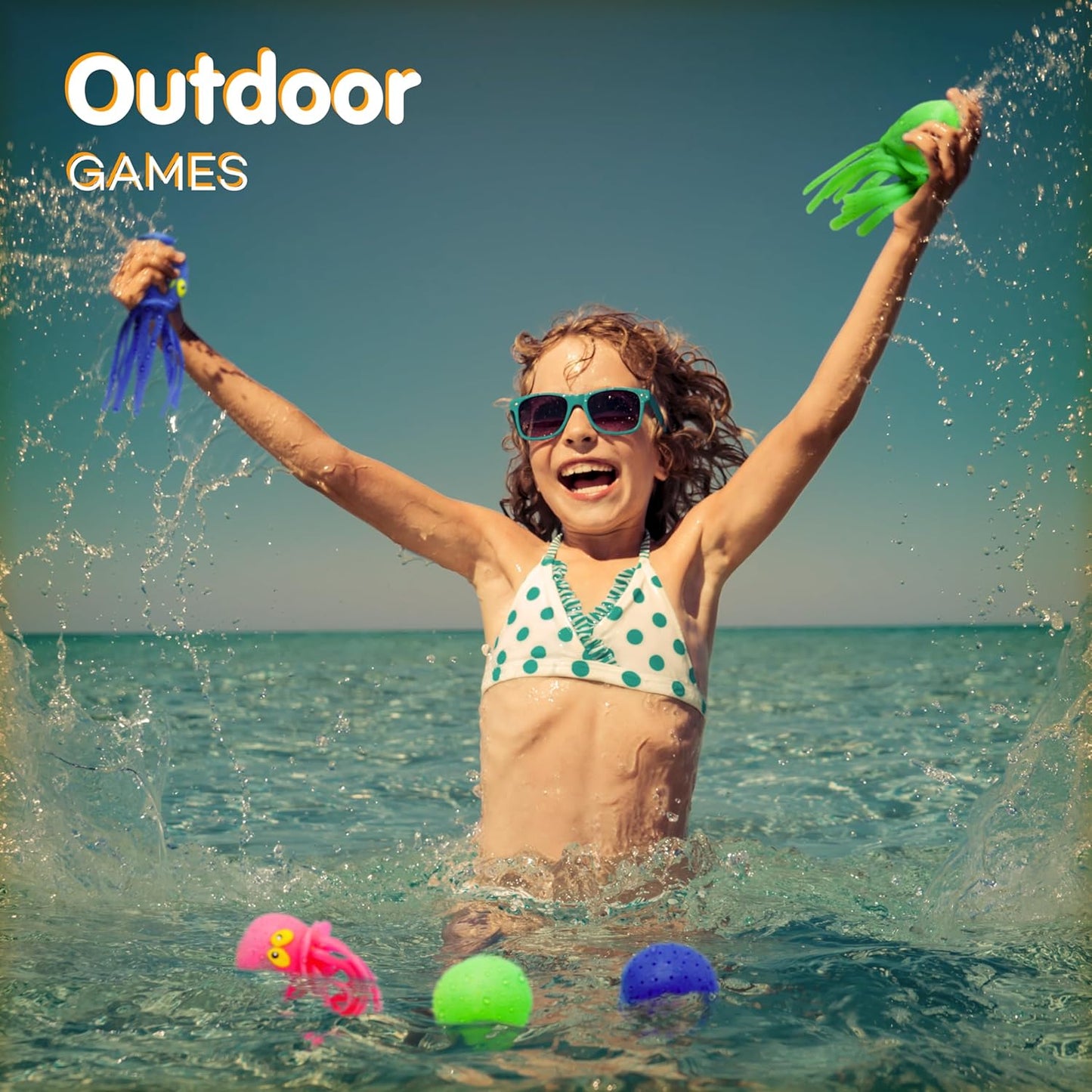 Octopus Water Balls - Pack of 6 Pool Toys for Kids Sensory Absorbent Water Splash Balls Bomb, Toddler Bath Toy, Swimming Pool Floating Swim Toys Outdoor Activity Game Easter Basket Stuffer