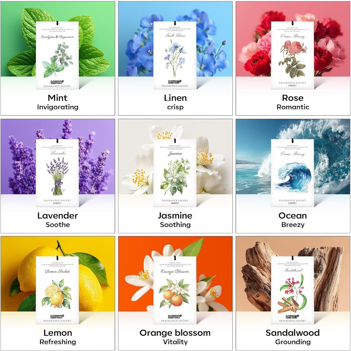 MYARO 12 Pack Jasmine Scented Sachets for Drawer, Closet & Small Spaces Air Freshener Bags, Odor Eliminator for Car, Shoes, Bathroom Home Fragrance Gift Set