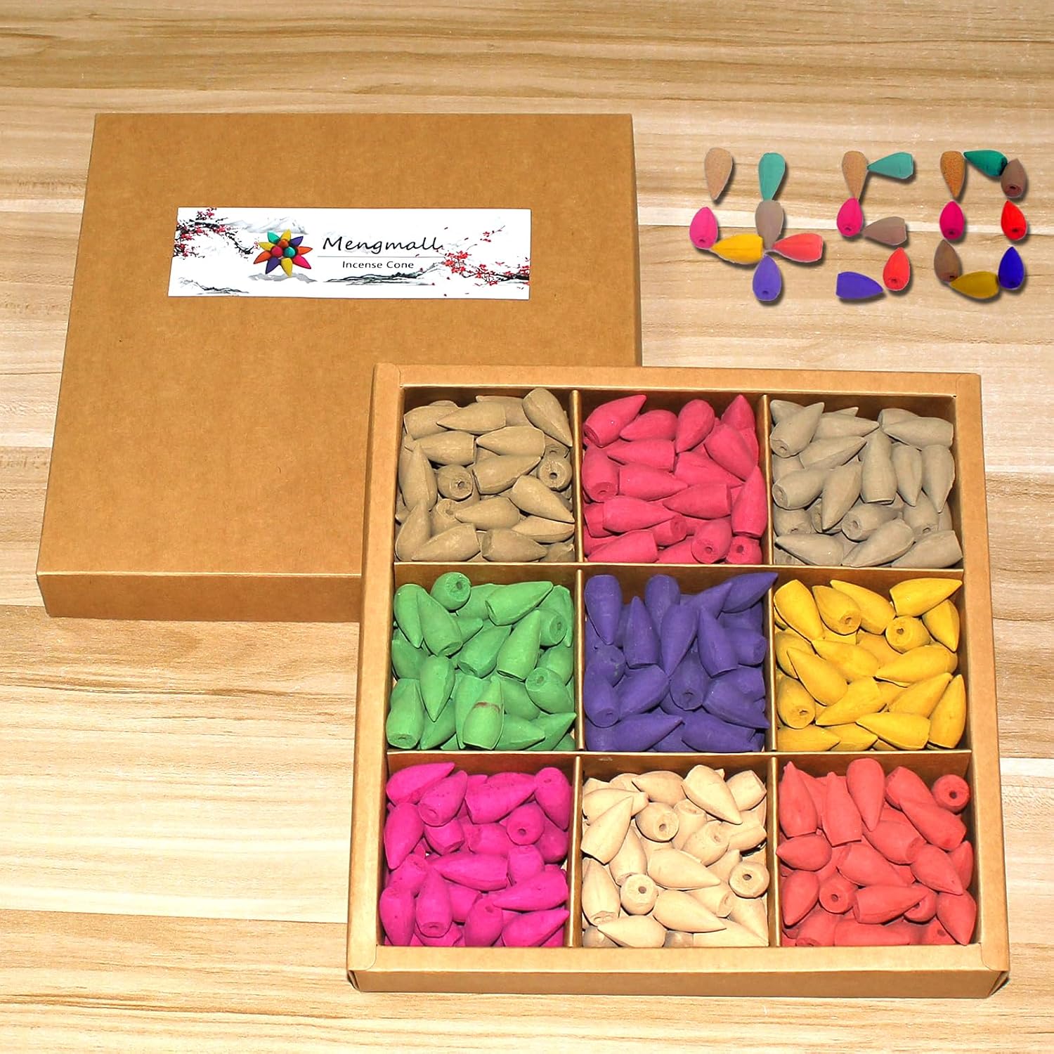 450 PCS Backflow Incense Cones 9 Kinds of Incense Cones for Waterfall