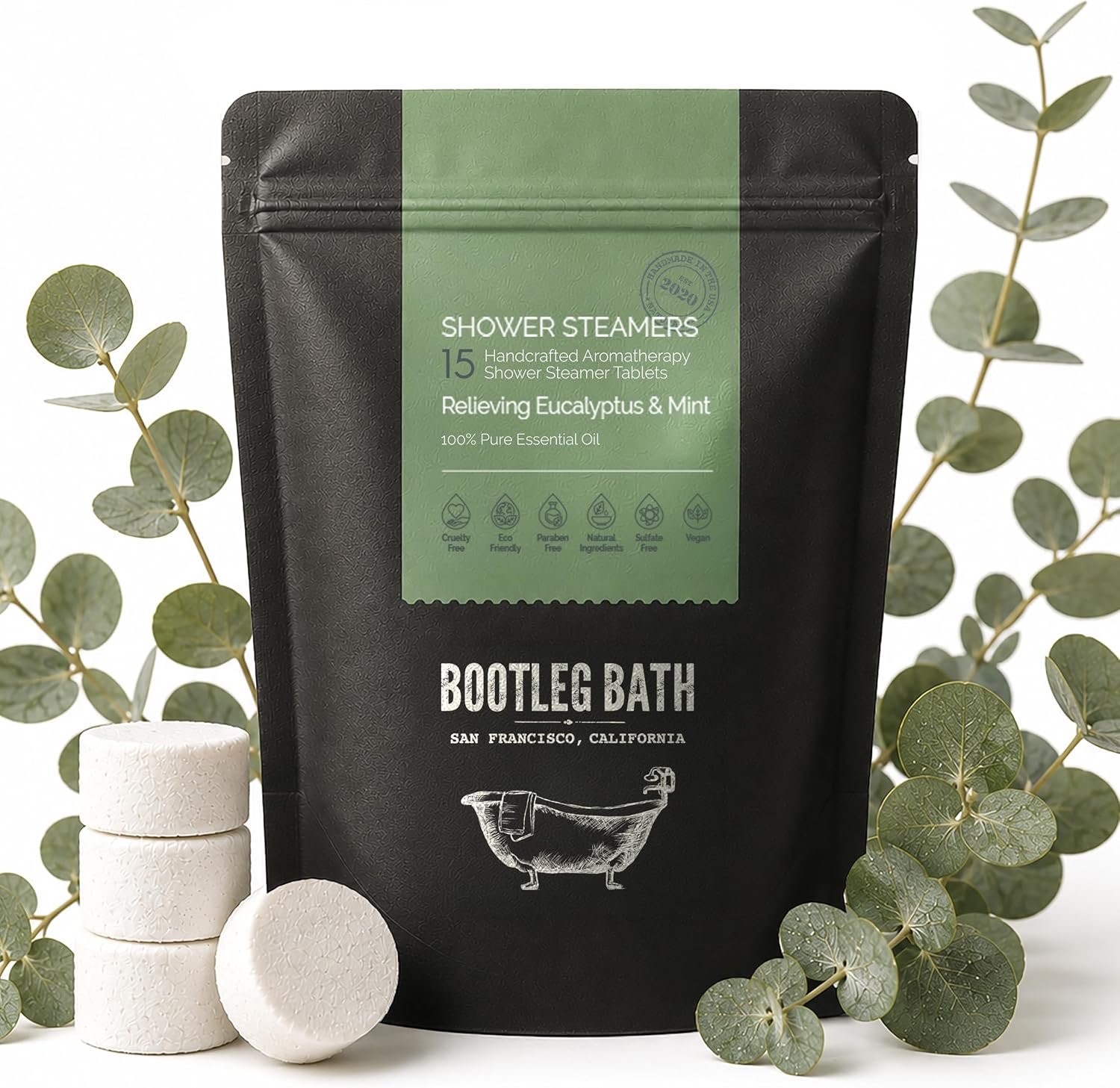 Shower Steamers Aromatherapy Eucalyptus and Mint 15 Pack, 100% Pure Essential Oil, All Natural, for Men and Women, Made in USA