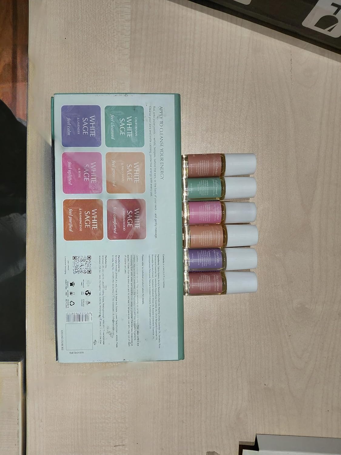 White Sage Essential Oil Roll-On Blend Set by Aromafume | 6x5ml | White Sage with Palo Santo, Rose, Sandalwood, Lavender & More | Aromatherapy Oil for Cleansing Negative Energy & Protection