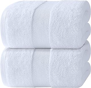 White Classic Luxury Bath Sheets Towels for Adults Extra Large 35x70 Inch - 700 GSM Turkish Cotton, Highly Absorbent | Hotel Collection | 2 Pack