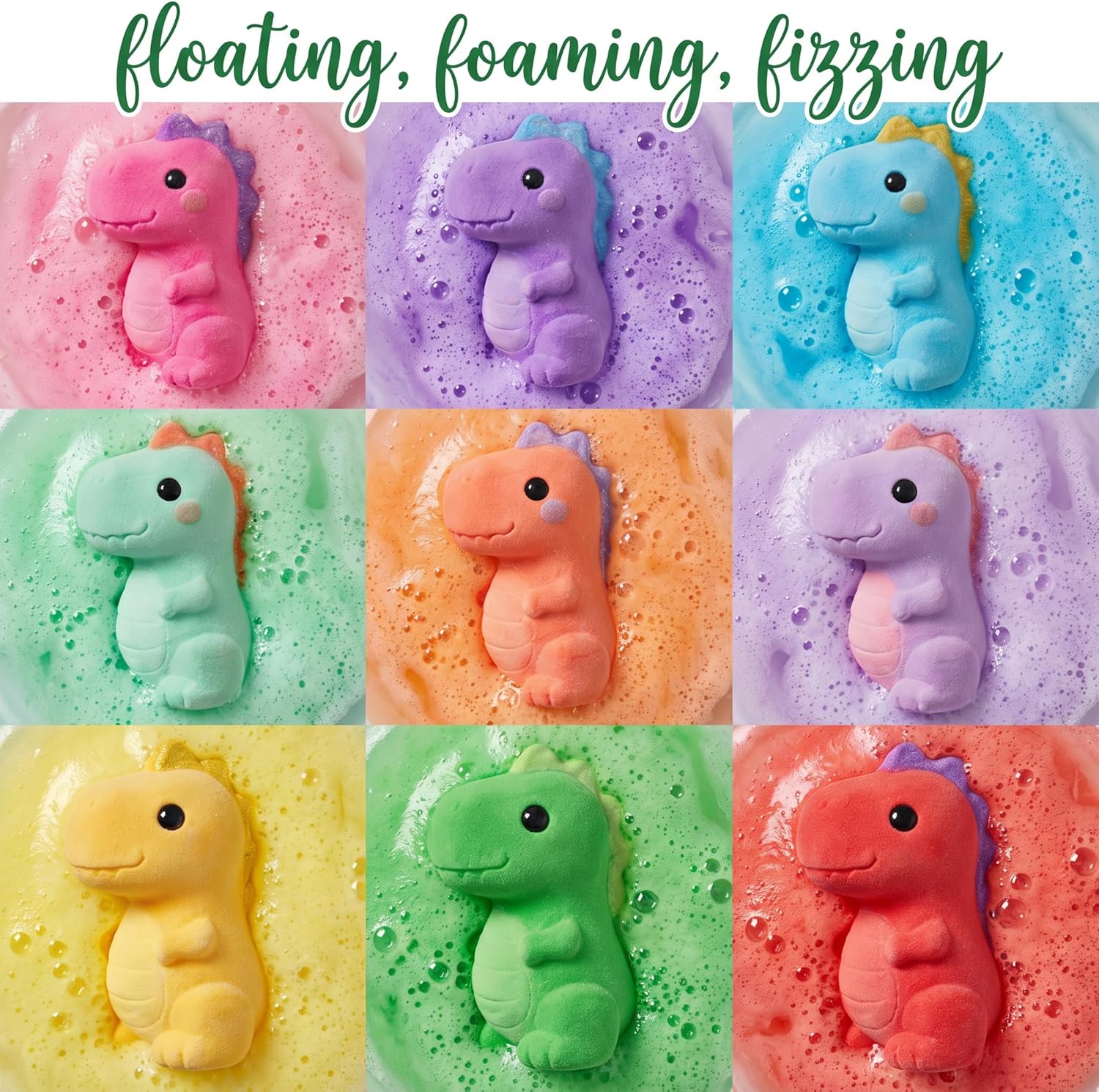 9 Pack Dinosaur Bath Bombs with Surprise Toys Inside for Kids - Natural & Gentle Fizzy with 9 Soothing Fruit Scents - Surprise Dino Bath Sets for Boys Girls, Birthday Gifts & Bedtime Relax