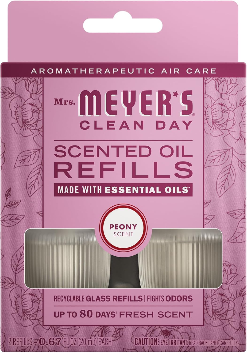 MRS. MEYER'S CLEAN DAY Scented Oil Refills, Peony, contains 2 .67 fl oz refills