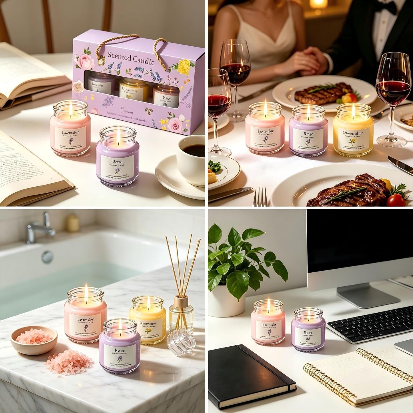 2026 Scented Candles for Women, 8.5oz(3x80g),Soy Wax Aromatherapy Candles for Girls Birthday,3 Votive Candles for Stress Relief, Graduation Gift.