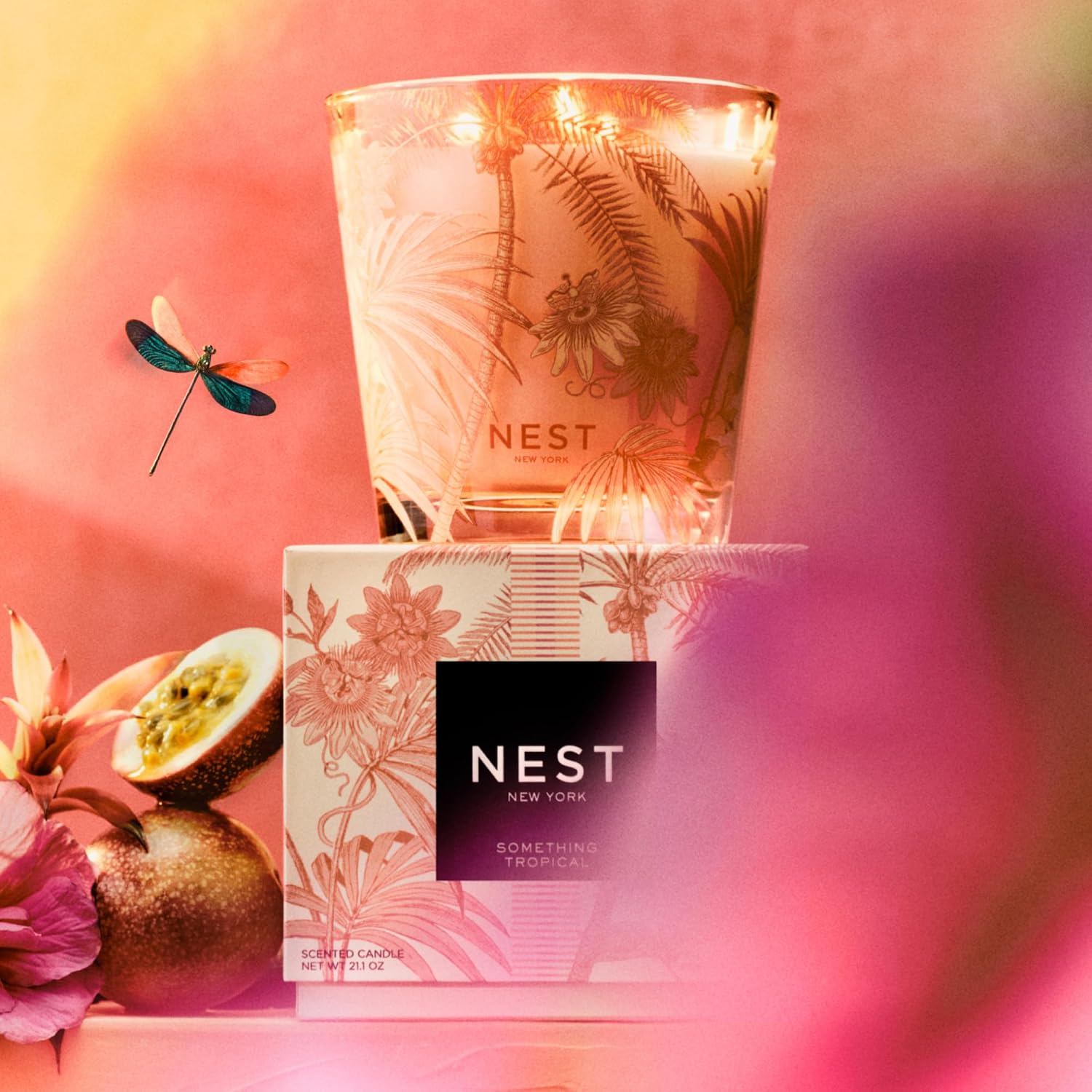NEST New York Scented Decorative 3-Wick Candle, Something Tropical - 21.2 oz