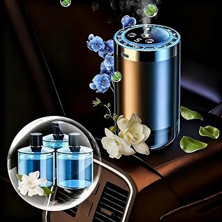 Car USB Aroma Diffuser, Portable Aroma Diffuser, with LED Ambient Light, Easy to Operate, deodorizing Function, Suitable for Cars and Home use, Comes with 3 Bottles of Ocean Essential Oil