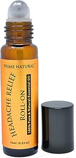 PRIME NATURAL Headache Relief Essential Oil Roll On 10ml, Pre-Diluted, Ready to Use Roller for Migraine, Tension, Calming, Soothing, Grounding, Sore Muscles, Sprain & Sleep