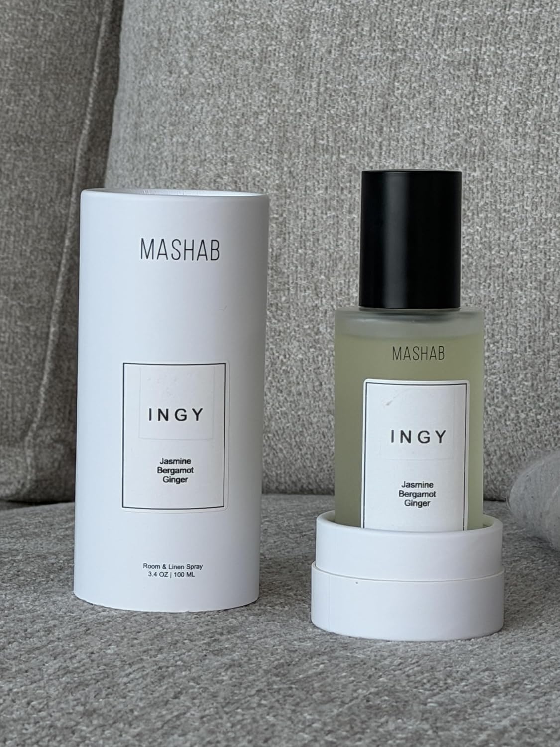 INGY by MASHAB - All-Natural Jasmine, Bergamot & Ginger Luxury Linen & Room Spray | Nonalcohol Aromatic Mist | Premium Glass Bottle (100 mL) gift for Birthday Anniversary Valentines Day Mothers Day