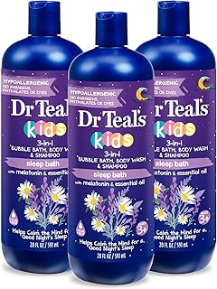 Dr Teal's Kids 3-in-1 Sleep Bubble Bath, Body Wash & Shampoo with Melatonin & Essential Oil, Lavender Scent, 20 fl oz (Pack of 3)